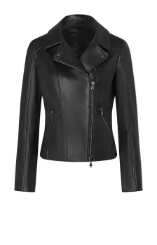 CARINA, Bikerstyle-Damen-Lederjacke, schwarz